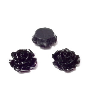 Cabochon rasina, floare neagra, 15x7mm