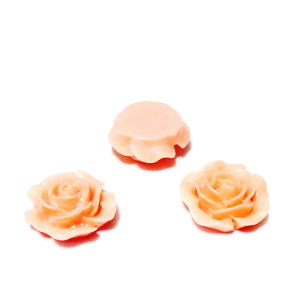 Cabochon rasina, floare roz somon, 15x7mm 1 buc