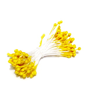 Stamine 4-5 cm,  galbene, cu doua capete si snur bumbac, 5 gr (70- 80 buc)