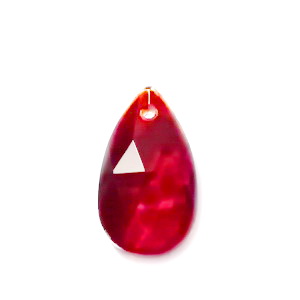 Pandantiv sticla, fatetat, rosu inchis,  lacrima 16x9x6mm