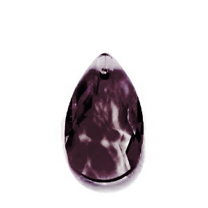 Pandantiv sticla, fatetat, violet inchis, lacrima 22x13x7mm