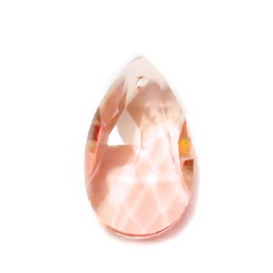Pandantiv sticla, fatetat, auriu roscat, lacrima 22x13x7mm
