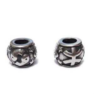 Margele otel inoxidabil 316, stil Pandora, cu aspect tibetan, 11x9mm, zodiac, pesti