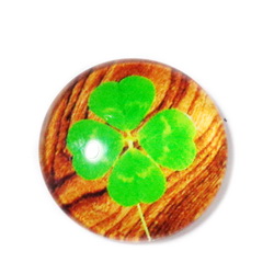 Cabochon sticla, cu trifoi, 22x6.5mm-model 2 1 buc