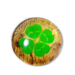 Cabochon sticla, cu trifoi, 22x6.5mm-model 4 1 buc