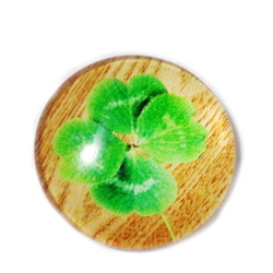 Cabochon sticla, cu trifoi, 22x6.5mm-model 5 1 buc