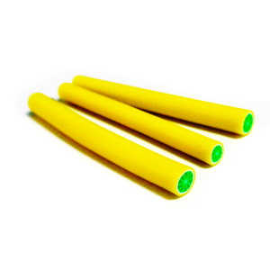 Bete fimo galbene cu verde, 50x5-6mm 1 buc