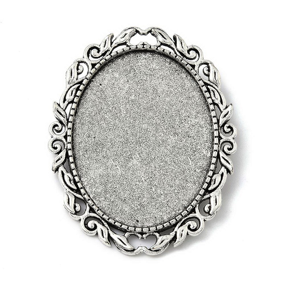 Baza cabochon, argintiu antichizat, brosa 52x40mm, interior 40x30mm 1 buc