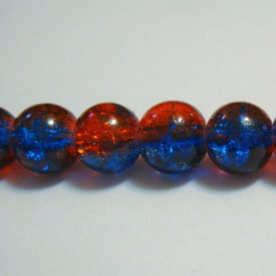 Margele sticla crackle portocalii cu albastru 8 mm