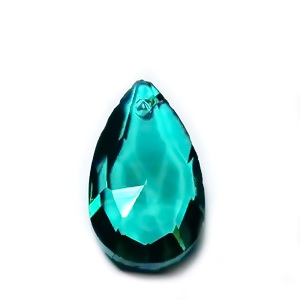 Pandantiv sticla, fatetat, verde smarald,  lacrima 16x9x6mm