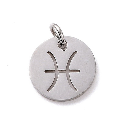 Pandantiv otel inoxidabil 304, zodiac, PESTI, 12x1mm