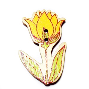 Nasturi lemn,lalea galbena, 40x24x3mm
