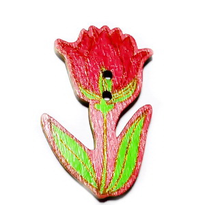 Nasturi lemn,lalea rosie, 40x24x3mm