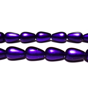 Margele sticla, mate, violet, lacrima 13x8mm