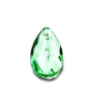 Pandantiv sticla, fatetat, verde deschis,  lacrima 16x9x6mm