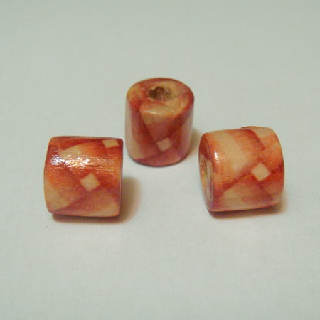 Margele lemn cilindrice cu liniute, 9x10 mm
