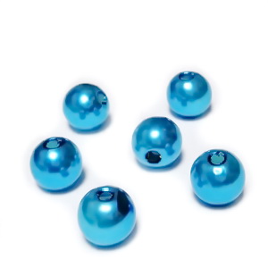 Perle plastic ABS, imitatie perle bleu, 8mm 10 buc