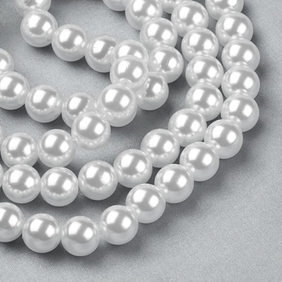 Perle plastic ABS, imitatie perle albe, 8mm 10 buc