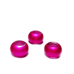 Margele sticla tip Pandora, fucsia, mate, 9x6mm