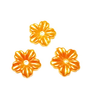 Floare cu 5 petale, plastic ABS, imitatie perle plastic, portocalie, 12x13x1.5mm