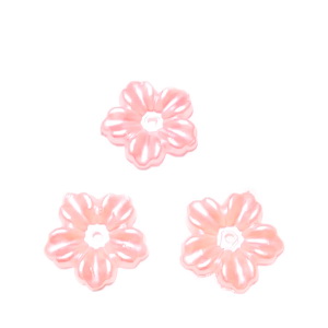 Floare cu 5 petale, plastic ABS, imitatie perle plastic, roz 12x13x1.5mm 1 buc
