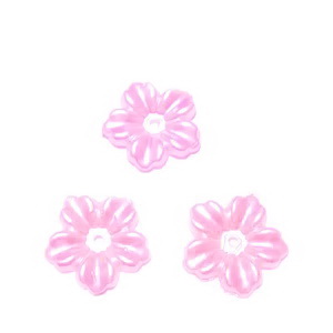 Floare cu 5 petale, plastic ABS, imitatie perle plastic, fucsia deschis, 12x13x1.5mm