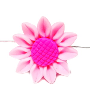 Margele polymer, floare roz cu fucsia, 30x12mm