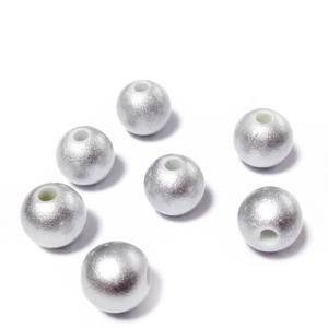 Perle plastic ABS, imitatie perle argintii, 8mm 10 buc