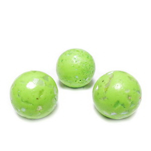 Margele polymer, prelucrate manual, verde-fistic cu insertii sidef multicolor, 11-12mm 1 buc