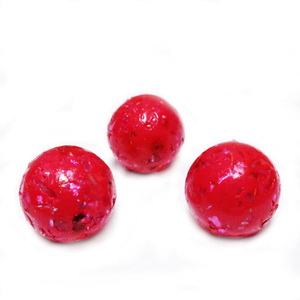 Margele polymer, prelucrate manual, rosii cu insertii sidef multicolor, 11-12mm 1 buc