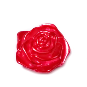 Cabochon plastic ABS, perlat, floare rosie, 17x17.5x6.5mm