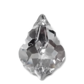 Pandantiv cristal, frunza 22x16x8mm, transparent cu argintiu pe verso