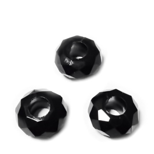 Margele tip Pandora, plastic negru, 13~14x8~8.5mm, orificiu 5.5mm