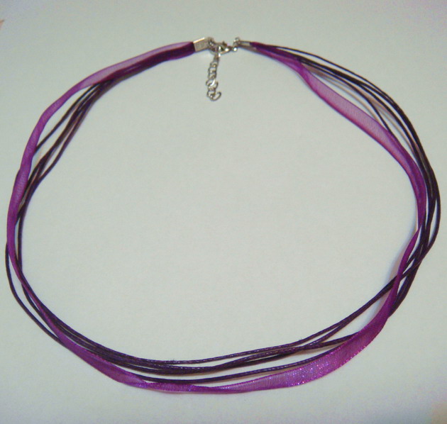 Snur din organza si ata cerata, violet, 45 cm