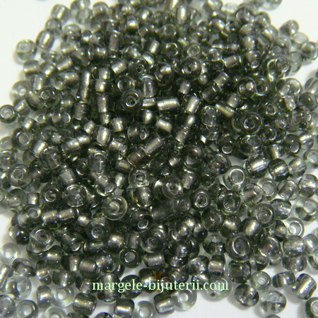 Margele nisip, gri, cu interior argintiu, 2mm