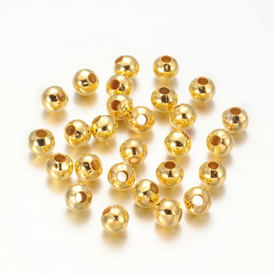 Margele metalice, aurii, 5mm cca 50 buc