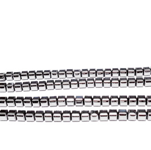 Hematit placat argintiu, cubic cu muchiile tesite, 4x4x4mm 1 buc