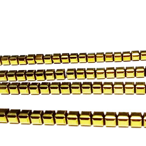 Hematite nemagnetice, placate auriu, cubice cu muchiile tesite, 4x4x4mm 1 buc