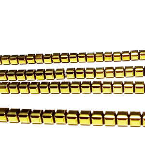 Hematit placat auriu, cubice cu muchiile tesite, 4x4x4mm 1 buc