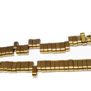 Hematite nemagnetice, placate aurii, cu 2 orificii, 6x3x2mm 1 buc
