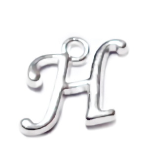 Pandantiv alfabet, argintiu, 12x12x2mm, litera H 1 buc