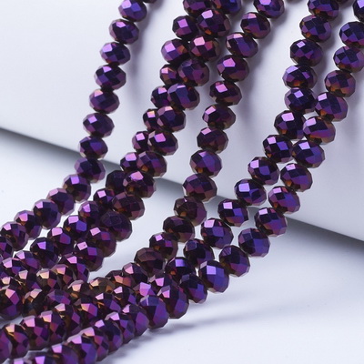 Cristale rondele violet metalizat, 4x3mm