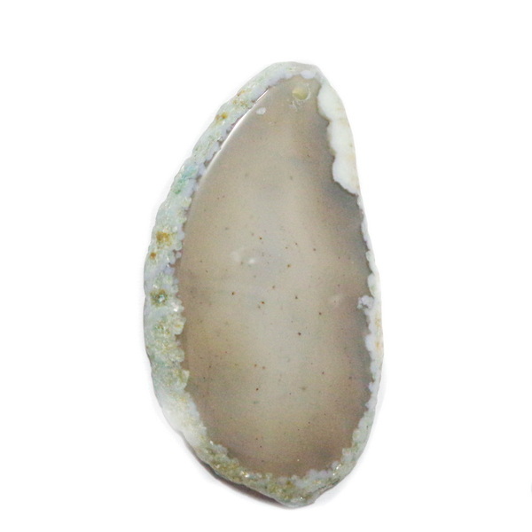 Pandantiv agata, nugget, alb cu galben , 63x38x5mm 1 buc