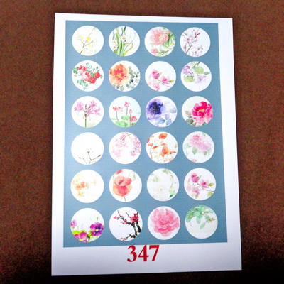 Sticker hartie pt. cabochon 18mm, 24 flori diverse-model 1