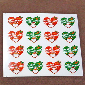 Sticker hartie  16 desene inimioare 24x28mm, cu Mos Craciun 1 buc