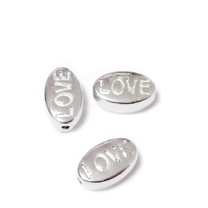 Distantier argintiu antichizat, LOVE, 10x6x4mm