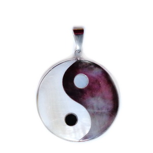 Pandantiv sidef, YIN si YANG, 43x32x3.5mm