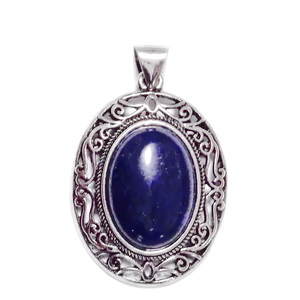 Pandanti vargintiu antichizat 54x34mm cu cabochon Lapis Lazuli de 25x18mm