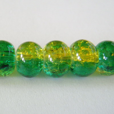 Margele sticla crackle verzi rondel 8x5 mm