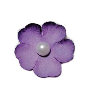 Floare hartie mov cu perla alba, 40mm